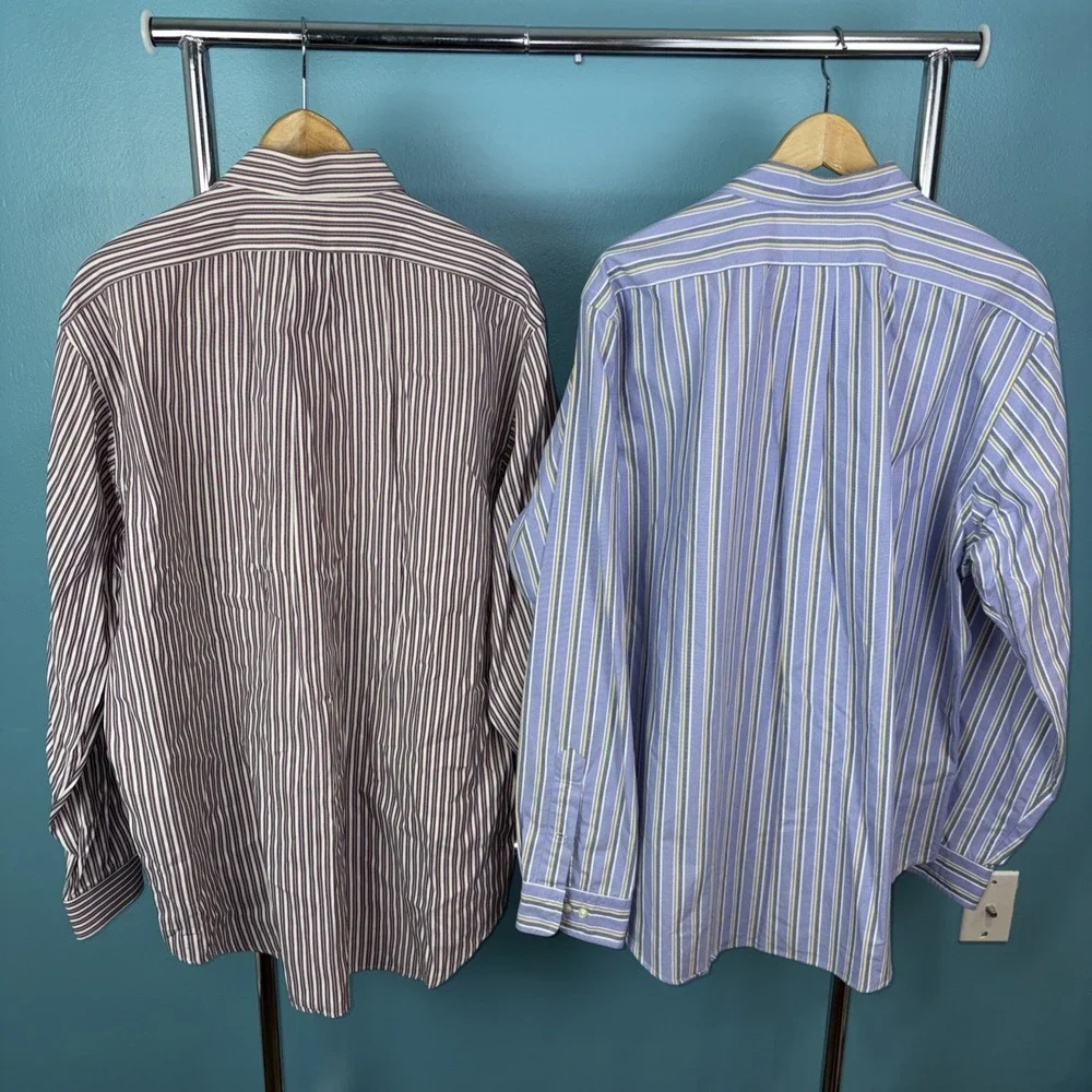 Polo Ralph Lauren Long Sleeve Button Down Shirt Size XL 17 36 Lot Of 2 Vintage